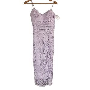 Boho Lavender Lace Midi Sheath Dress Sweetheart Neckline‎ Spagetti Straps NWT